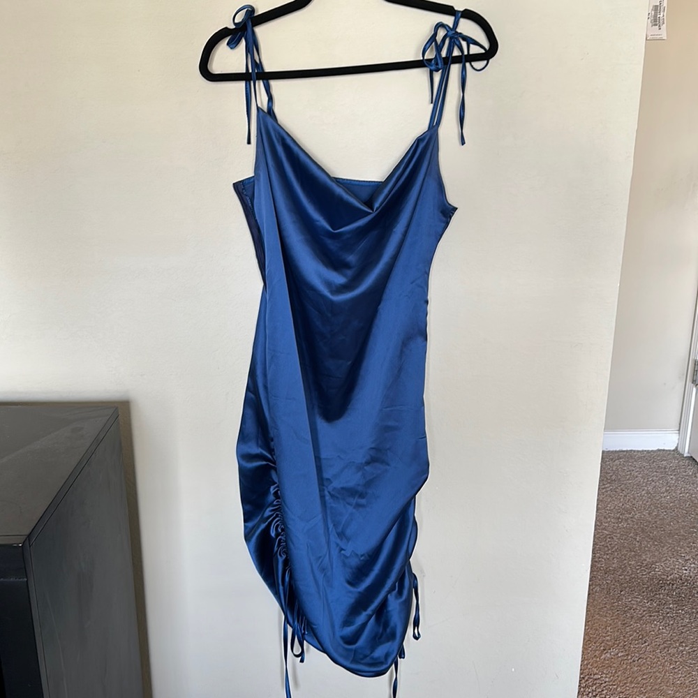 Satin Cowl Neck Cocktail Dress